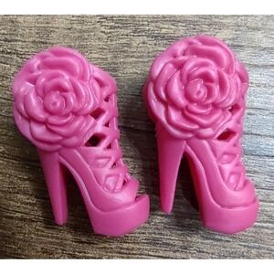 Barbie Fashionista Doll Pink Rose Flower Strappy High Heels Z1